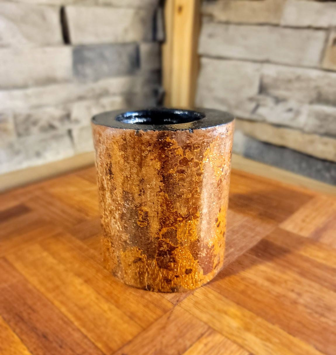 Modern Handmade Chestnut Planter with Polished Look, Side no Plant