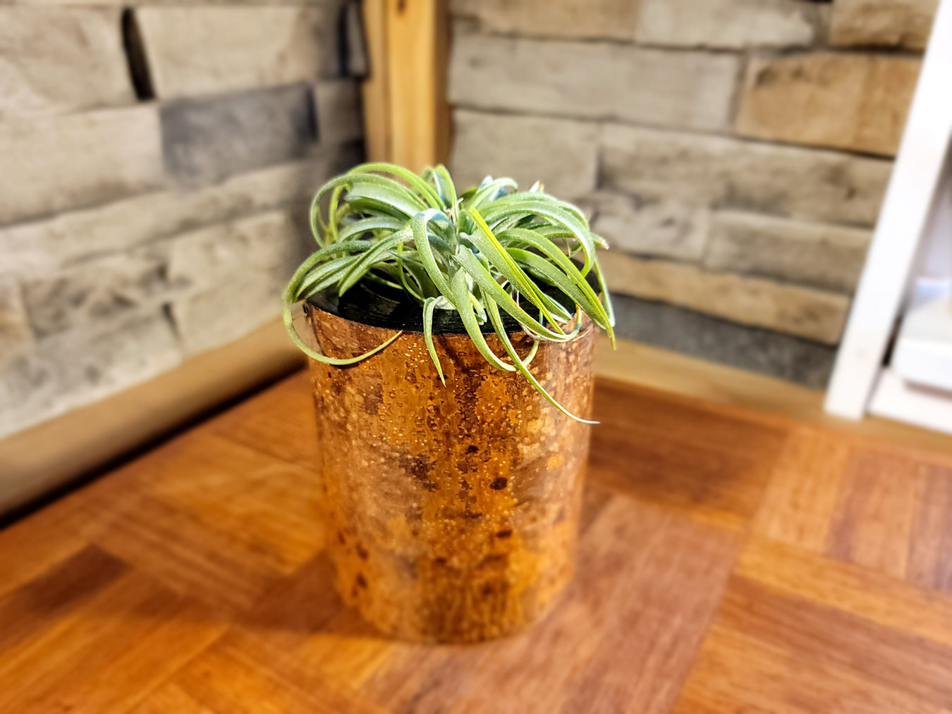 Modern Handmade Chestnut Planter with Polished Look, Corner
