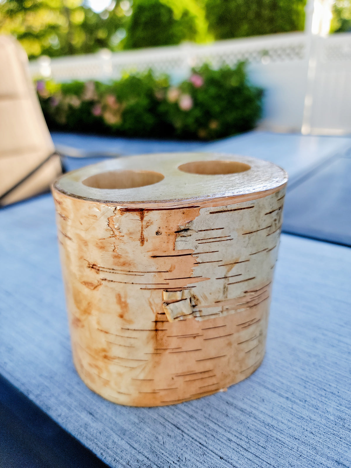 Natural Birch Wood Planter with Greenery, Lifestyle