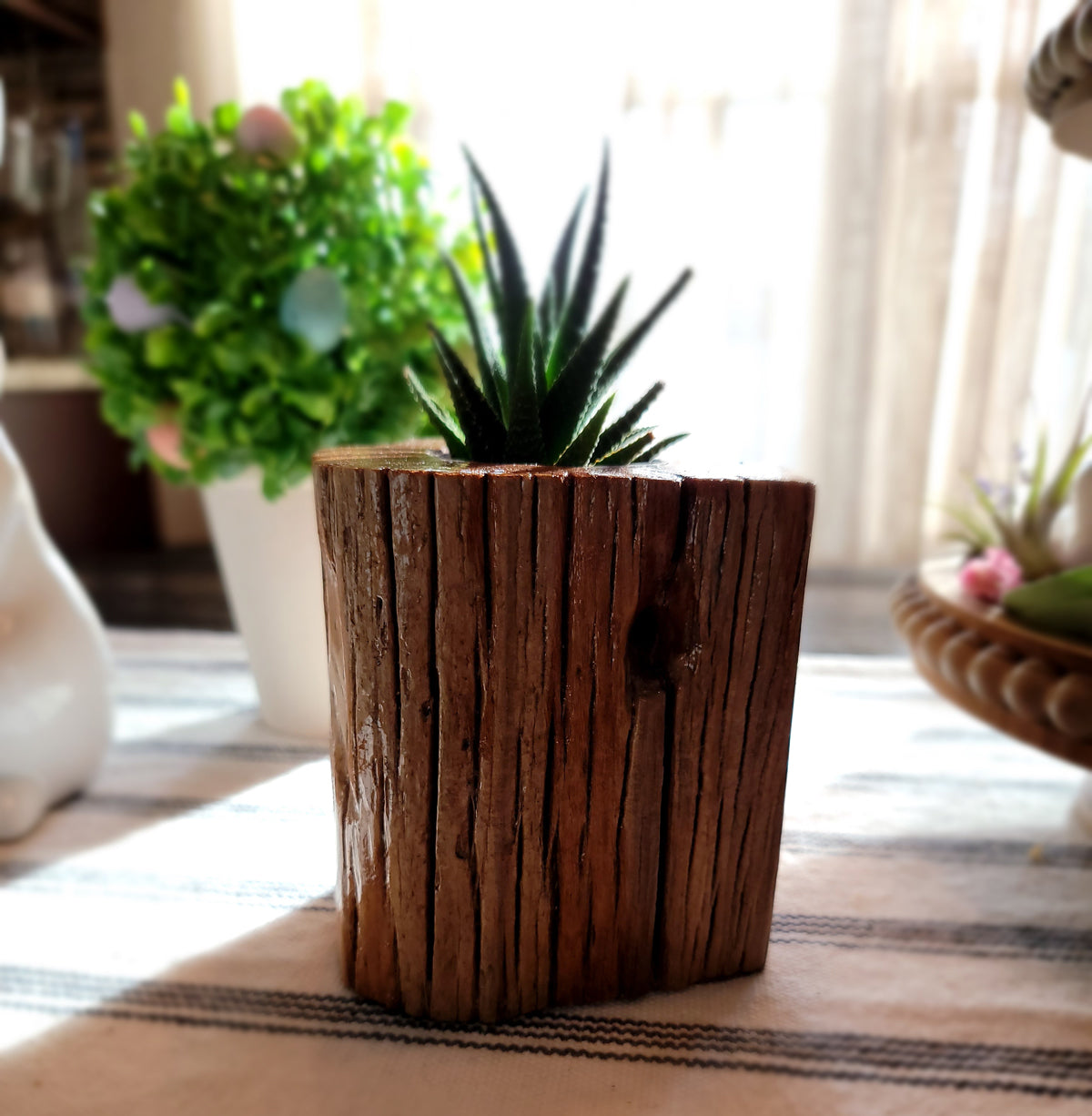 Handmade Planter Made From Stunning Cedar with Unique Knot Detail, Table Front