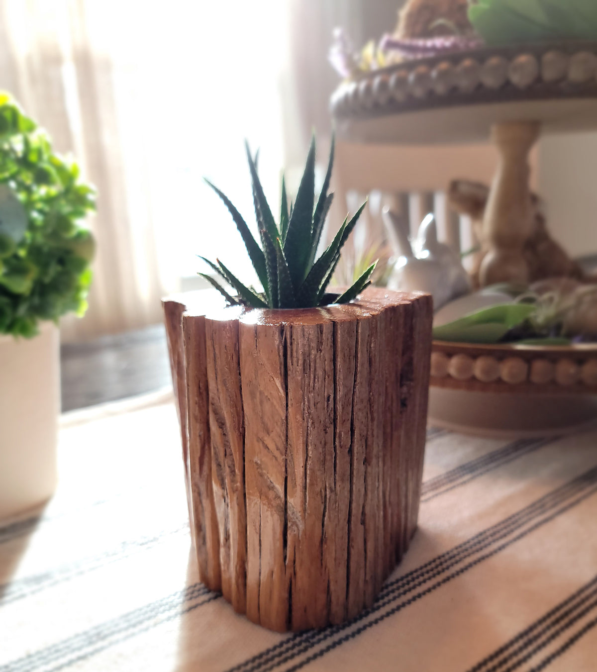 Handmade Cedar Living Wood Knot Planter
